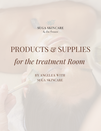 Suga Skincare Product & Supply List for the Treatment Room